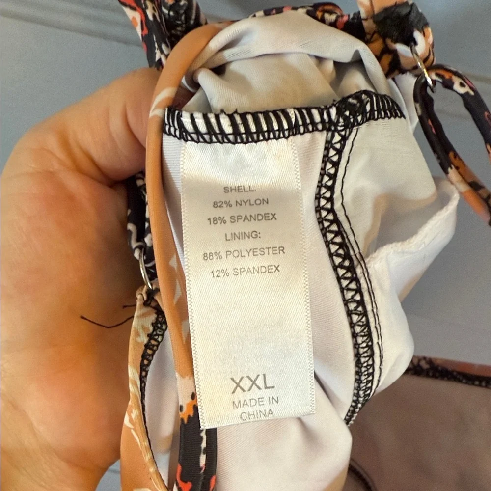 Floral Orange and Black Tank Top and Shorts Swim Set - Picture 3 of 4